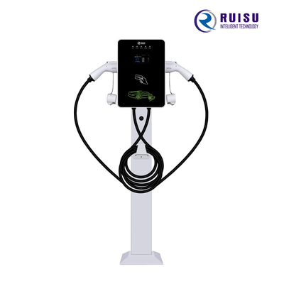 14KW 32A AC Pengisi Daya EV Single Phase Type 2 Floor Stand Dengan Kabel 5m